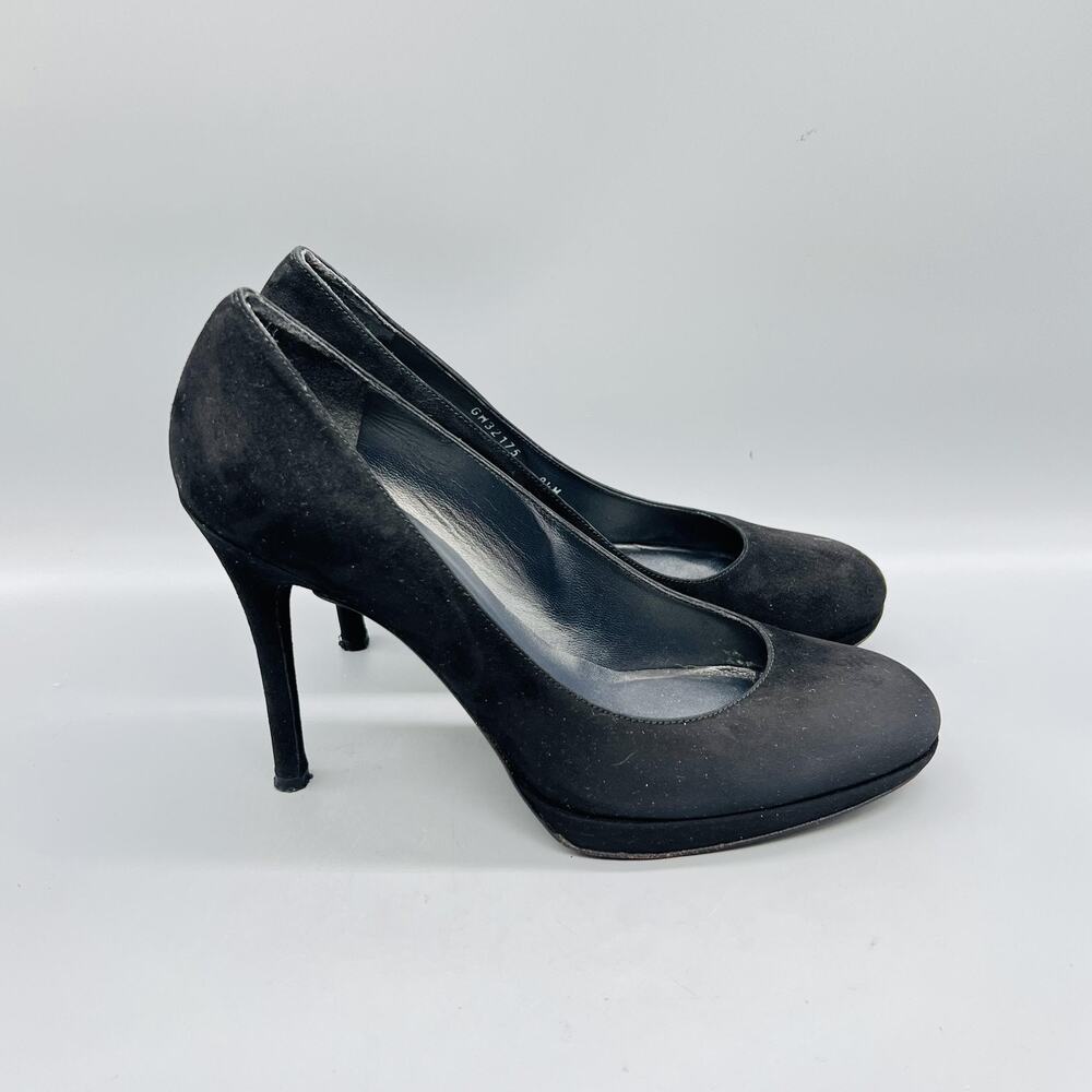 Stuart Weitzman Shoes Womens 8.5 Black Suede Platform Round Toe Stiletto Pumps